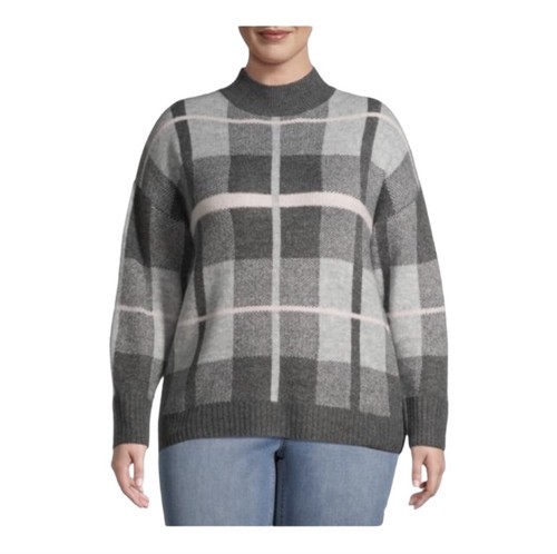 Pink Windowpane Plaid Sweater Size 