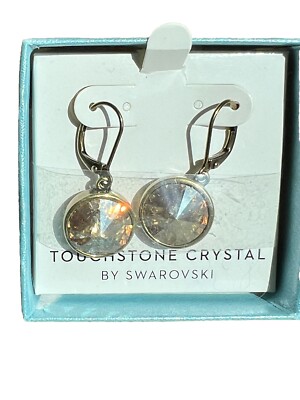 New Touchstone Crystal by Swarovski Antiqued Brass Amber Crystal  LuLu Earrings