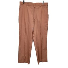 Vintage 70s Mens 32x27 Dark Peach Orange Lightweight Cotton Slacks Trousers Pant