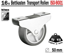 Kastenrolle Tischrolle Möbel Lauf Rollen 16x Ø 50mm Gummi Grau BS-Rollen Germany