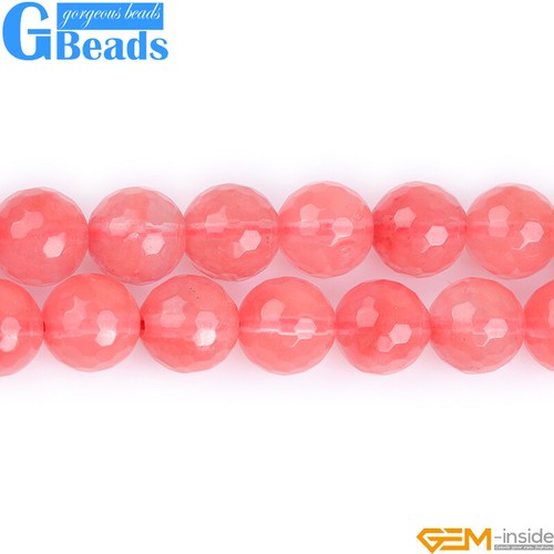 Red Watermelon Tourmaline Crystal Quartz Faceted Round Beads Free Shipping 15" - Picture 7 of 35
