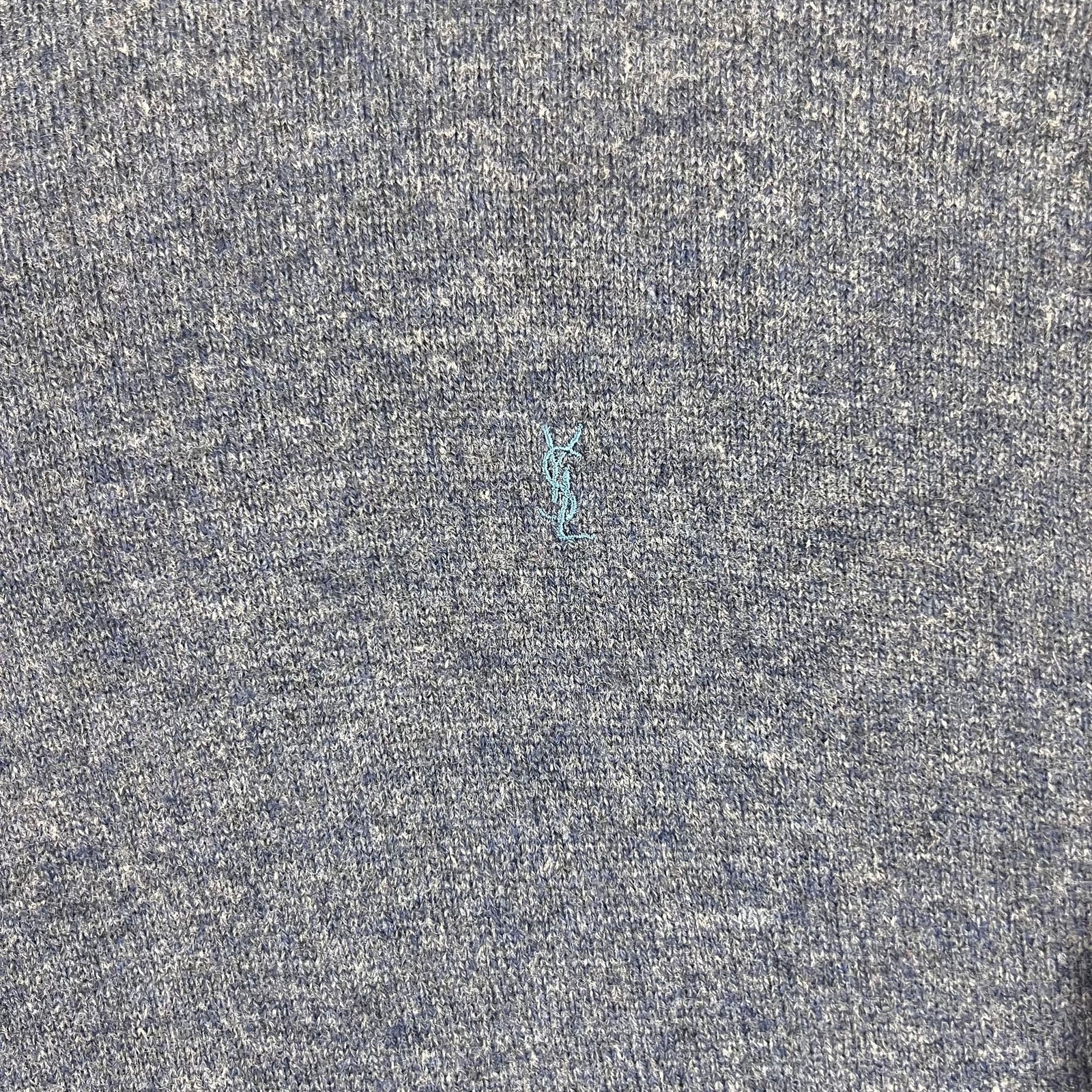 Yves Saint Laurent Maglione Lana Lavorato a Maglia Blu