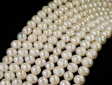 Charm 7-10mm Genuine Natural White Freshwater Pearl Loose Beads 14" Strand