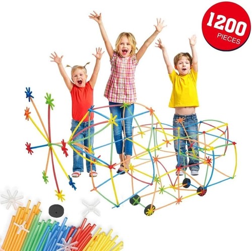 Juguete creativo para construcción de pajitas para niños hacer construcción 1000 piezas - Imagen 2 de 12