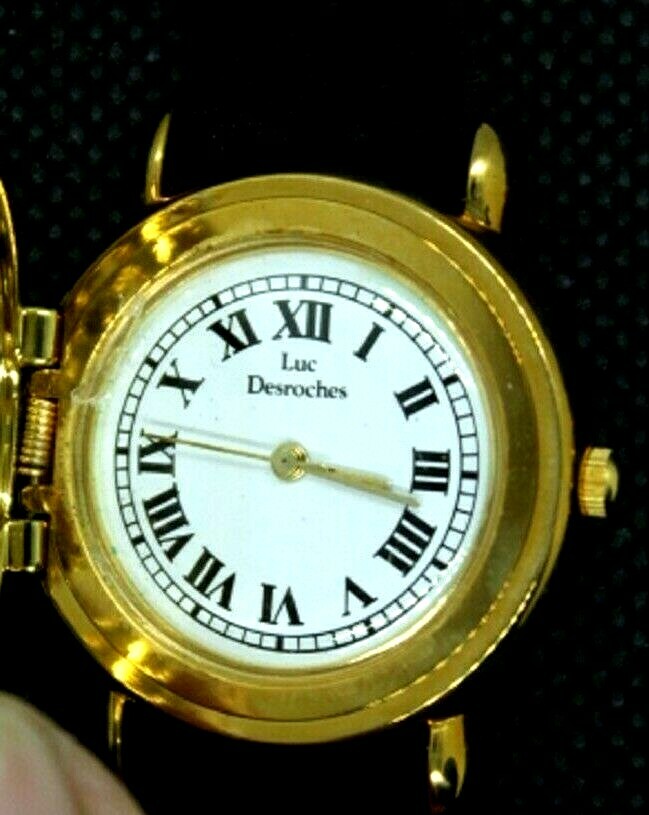 Montre Bijou Luc Desroches - Modèle Rococo Avec Cabochon, Perle Et Strass - Boîtier Doré, Cadran Blanc - Quartz