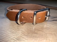 Dog Collar Brown Oiled Real Leather Hand Made Quality 19mm 3/4'' DR5