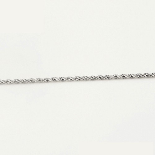 White Gold Plated 46cm 18'' Necklace 2mm Solid Twist Wave Woven Rope Chain - Picture 4 of 6