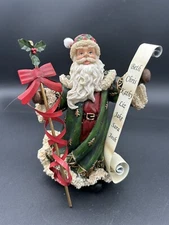 Home Interiors & Gifts Figurine 2003 Making A List Santa Statue With Box - 56044