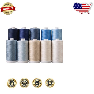 Satin-Finished Cotton Thread Set - 10 Premium 1200 Yard Spools for All Projects