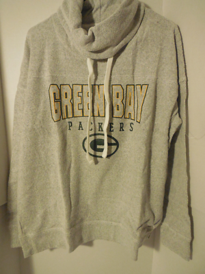 New Womens Green Bay Packers Grey Logo Soft Pullover Sweater