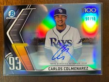2022 Bowman CARLOS COLMENAREZ Chrome Top 100 auto 50/50! Tampa Bay Rays