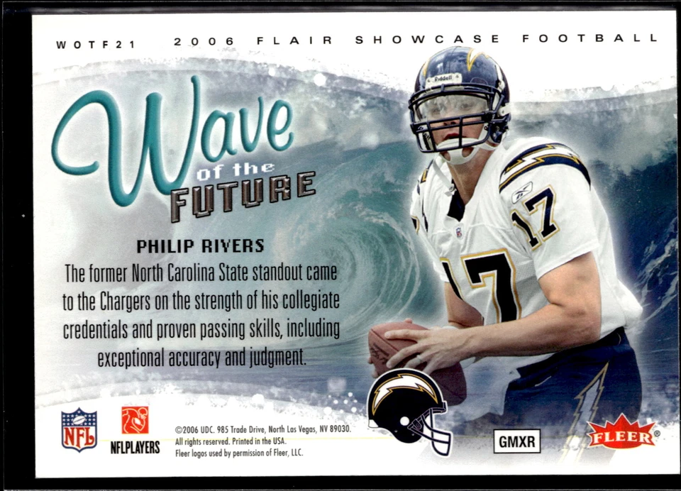 2006 Flair Showcase #WOTF21 Philip Rivers Wave of the Future San Diego Chargers - Image 2 of 2