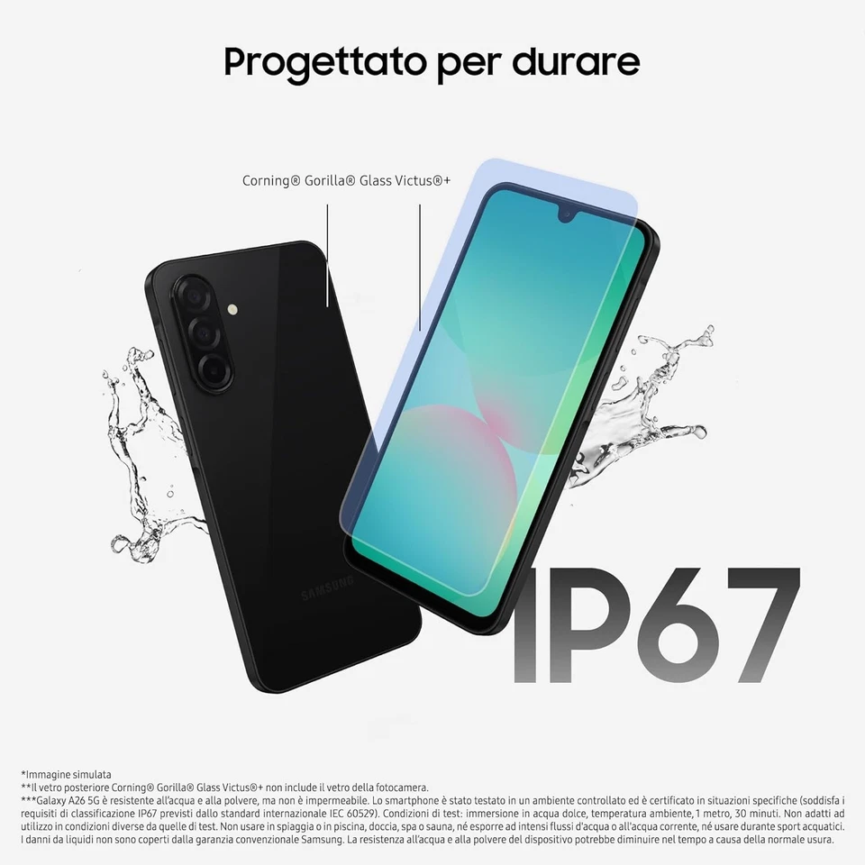 Samsung Galaxy A26 5G Nero 128GB Memoria 6GB Ram Display 6.7" Amoled 50Mpx WHITE - Immagine 4 di 4