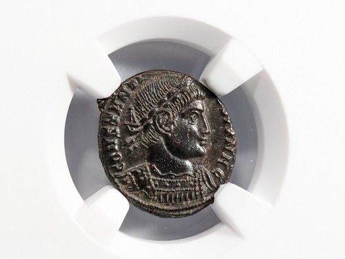 Constantine II Roman Empire BI Nummus NGC Ch AU Epfig Hoard Soldiers Standards - Picture 8 of 24
