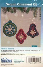 NEW SUNRISE HOLIDAY BRIGHTS SEQUIN ORNAMENT KIT SET OF 3
