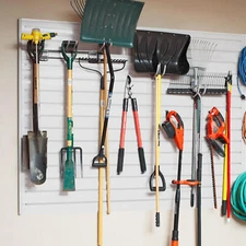 4pcs Slatwall Panels, 1' H x 4' W PVC Slat Wall Paneling for Garage Wall Storage