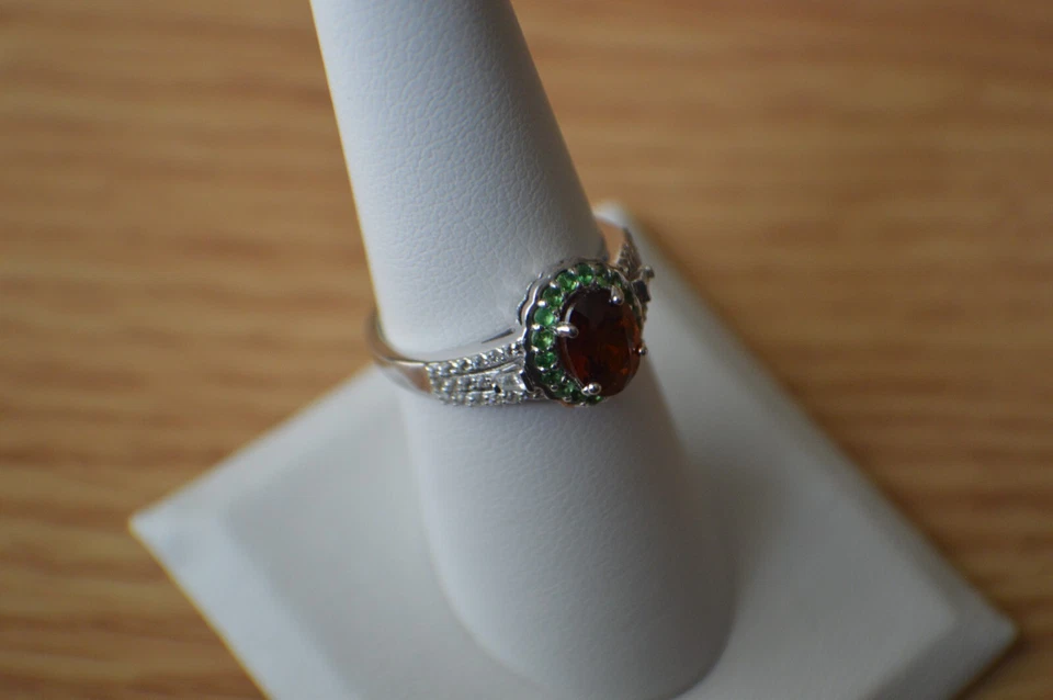 Anel 2,75 ct Sunset zircão/multigem platina sobre prata fina tamanho 7 - Imagem 3 de 4