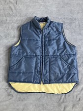 VTG Big Smith Vest Mens Large Blue Full Zip Quilted Western Work MADE IN USA