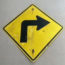Right Turn Arrow Road Sign 24'' vintage street traffic warning Retired