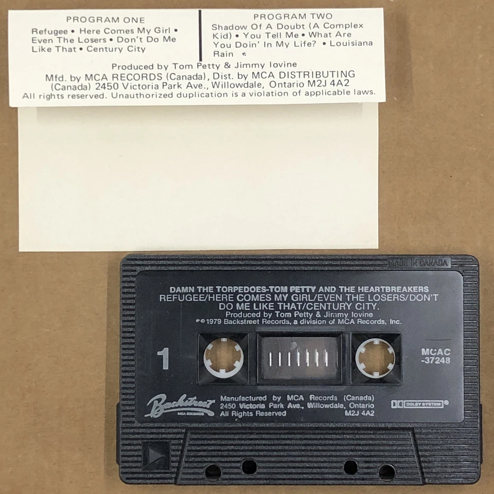 TOM PETTY Cassette Tape 70s Rock Pop DAMN THE TORPEDOES BACKSTREET REFUGEE Foto 2 de 4