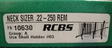 RCBS 22-250 REM Neck Sizer Custom Rifle Reloading Group A Shell Holder #03