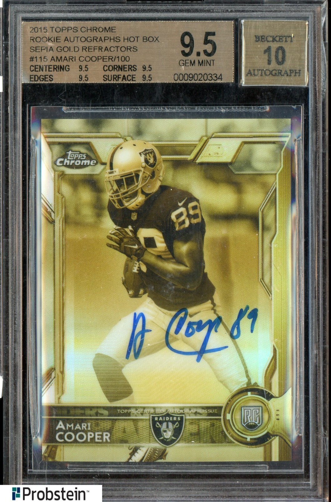 Carte Sportive Amari Cooper 2015 Topps Chrome Réfracteur Or Sépia - Notée BGS 9.5
