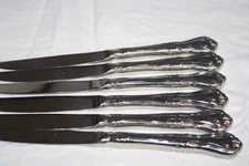 GORHAM DESIGN STUDIOS STAINLESS FLATWARE "VALCOURT" PATTERN (6) DINNER KNIVES