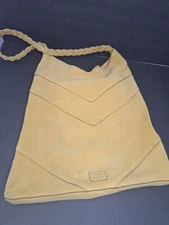 Frye and co  Suede purse yellow color braid handle READ description please 