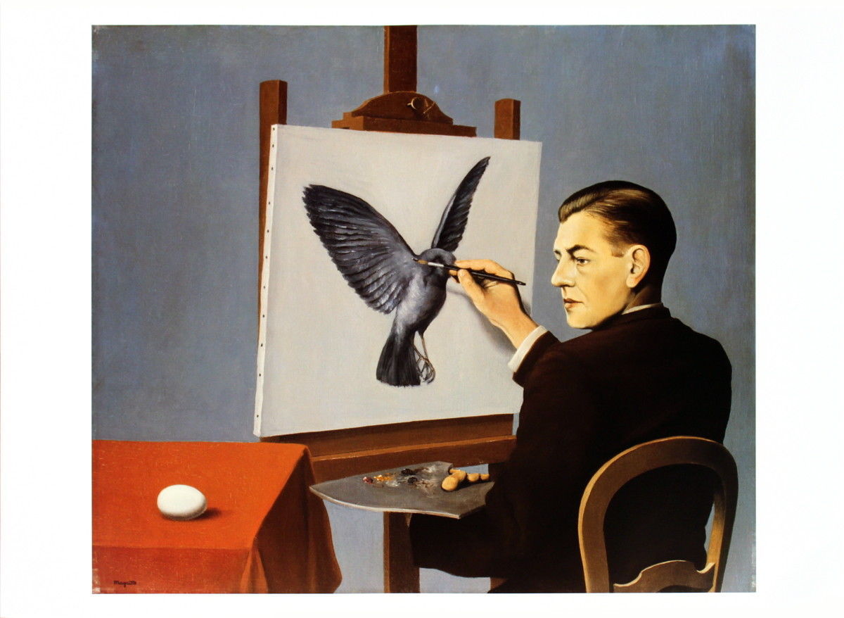 Ren Magritte、LA VOIX、海外版超希少レゾネ、新品額付 La clairvoyance by Rene Magritte Art Print Easel Painting Bird