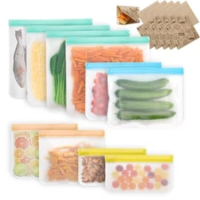 10 Pcs Reusable Food Storage Bag Seal Food 10 kraft paper bags
