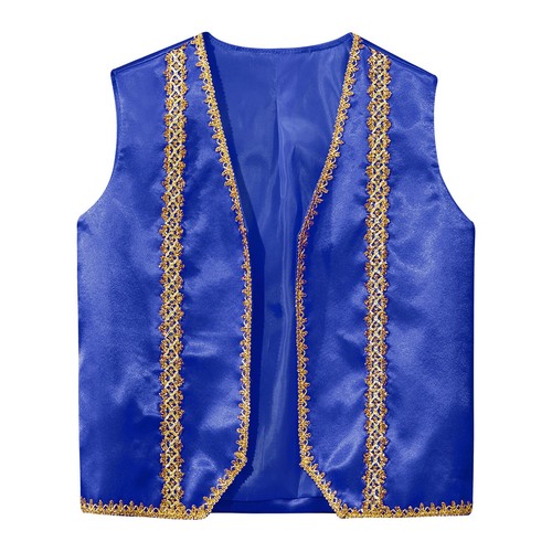 Kids Boys Girl Arabian Prince Costume Open Front Shiny Vest Halloween Cosplay - Picture 100 of 123