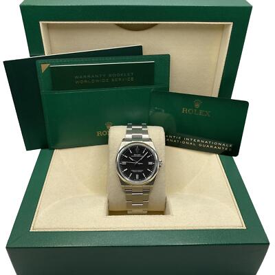 Nicht Getragen Rolex Oyster Perpetual 126000 Stahl 36mm Schwarz Zifferblatt B&p