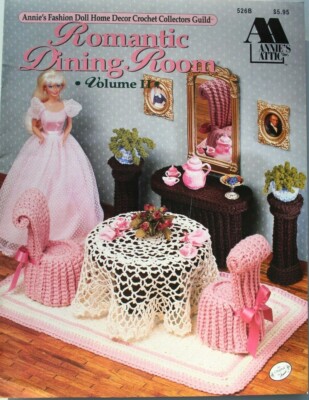 Annies Fashion Doll Barbie Romantic Dining Room II Crochet Patterns Book #526B