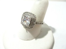 STERLING SILVER CUSHION SQUARE CZ SPARKLY SIZE 7.50