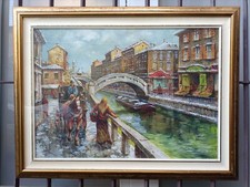 Quadro - Dipinto - Olio - Giuseppe Raimondi - Navigli Milano