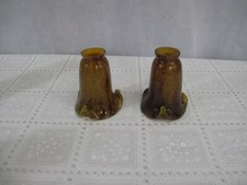 Pair of Hand Blown Glass Tulip Shades Brown Yellow