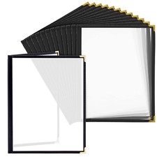 12 Pack Clear Restaurant Menu Covers, Letter Size Holders with Double Panels, Me