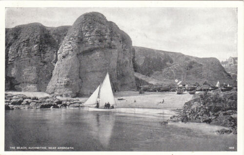 The Beach & Sailing Boat, AUCHMITHIE, Angus - Afbeelding 1 van 1