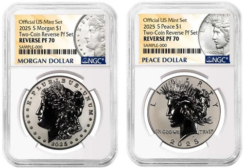 2025 S Morgan & Peace Silver Dollar $1 Reverse Proof  NGC PF70 #2146