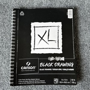 Canson XL Black Drawing Pad Paper, Side Wire, 9 x 12 Inches