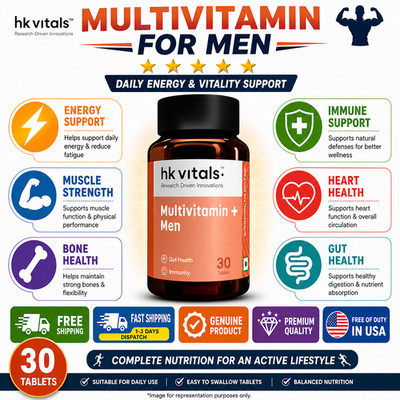 HK Vitals Multivitamin Plus Men Tablets Energy Stamina Immunity 30 Ct