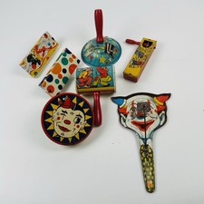 Vintage Tin Noise Maker Lot Kirchhof Clown Ratchet Clicker Toy USA
