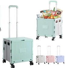 Foldable Shopping Utility Cart Portable Rolling Crate Handcart  Green 