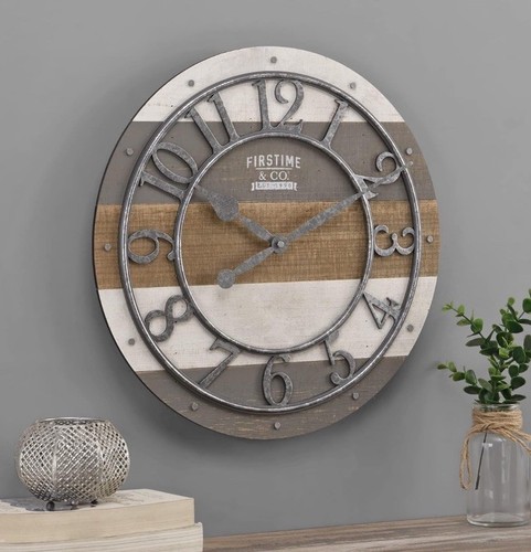Multicolor Pallet Wall Clock Vintage Farmhouse Decor Living Room Home Office 16”