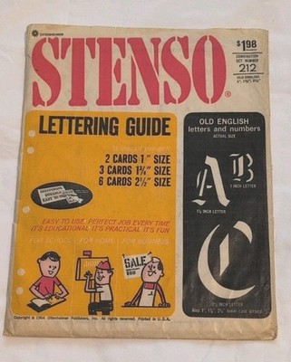 Vintage Stenso Old English Calligraphy Stencils  3 Sizes Upper, Lower & Numbers