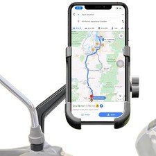 Motorcycle Phone Mount for Rearview Mirror, Metal Motorbike Phone Holder Smar...