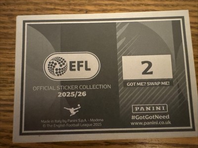 Panini EFL 2025/26 Sticker 1-232