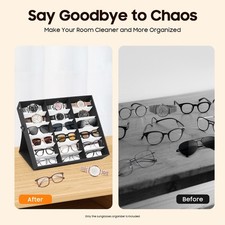 18 Slots Sunglasses Organizer Eyeglasses Storage Box Display Case Glasses Holder