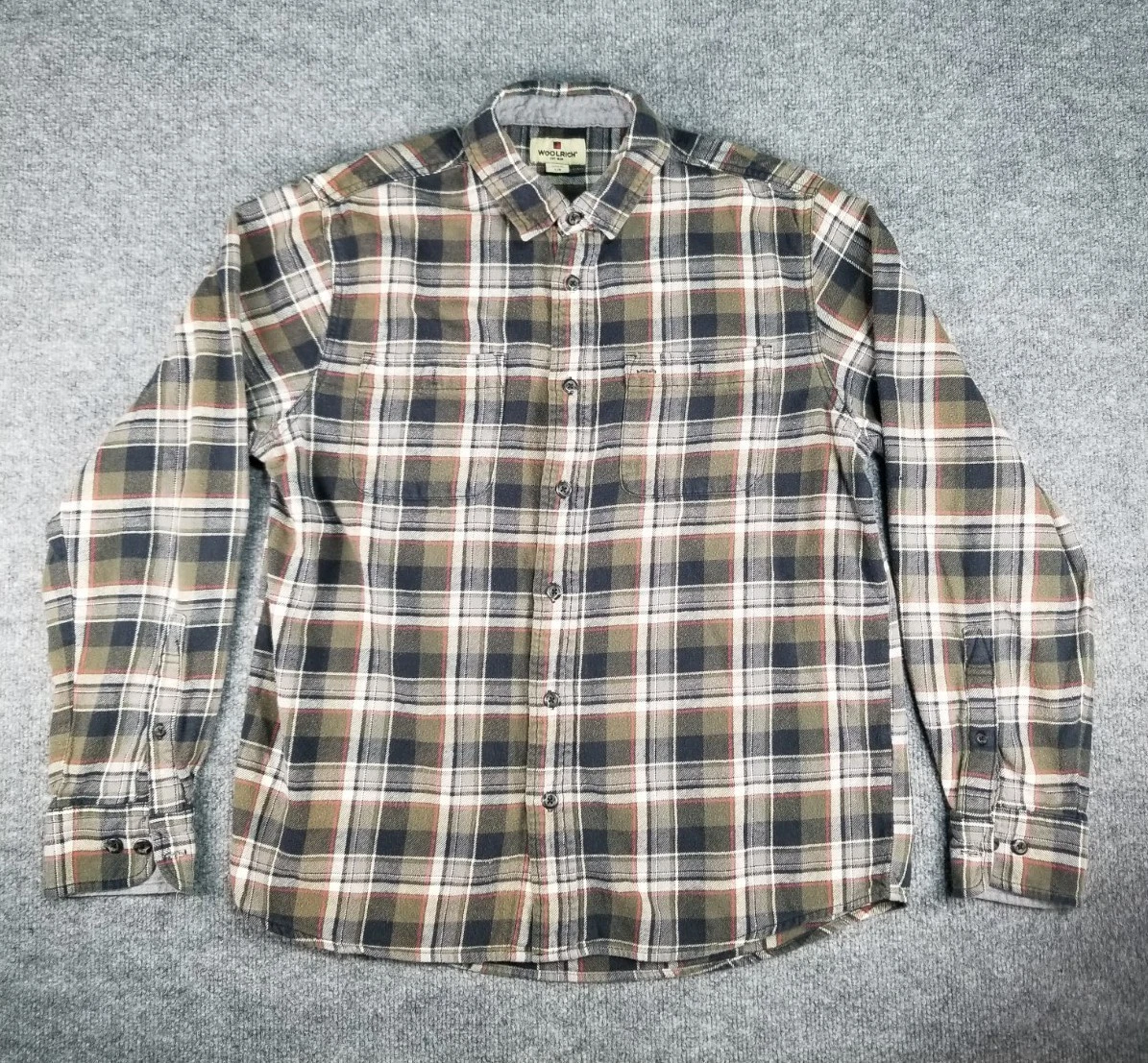 Woolrich Shirt Mens Large Multicolor Plaid Flannel Long Sleeve Hiking Outdoor