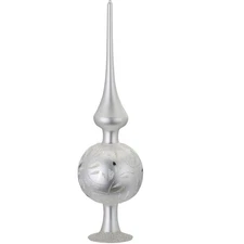 Inge Glas Delight White Matt German Glass Christmas Tree Topper 9.9 Inch